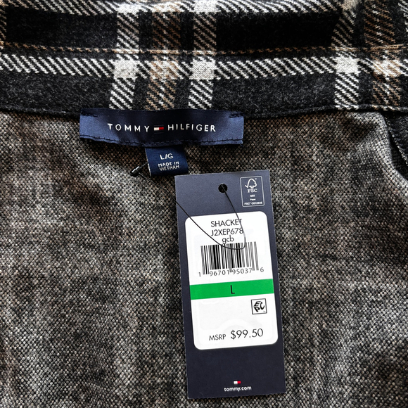 Tommy Hilfiger Women's Large Collared Dark Hillside Plaid Shirt Jacket NWT - Picture 4 of 4